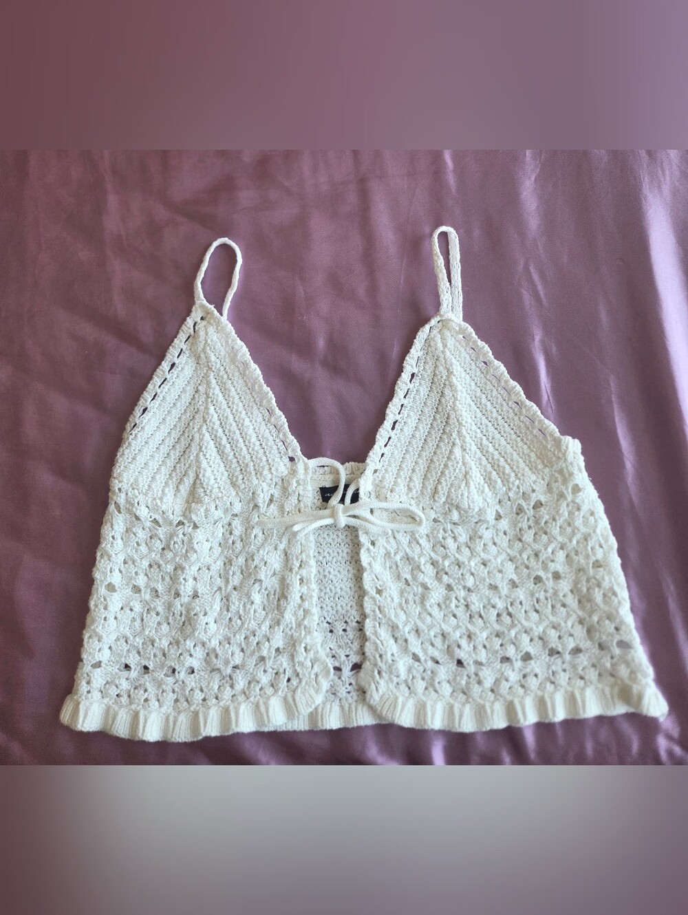 NWOT Women's crochet Knit White Summer Crop Top Size XL
